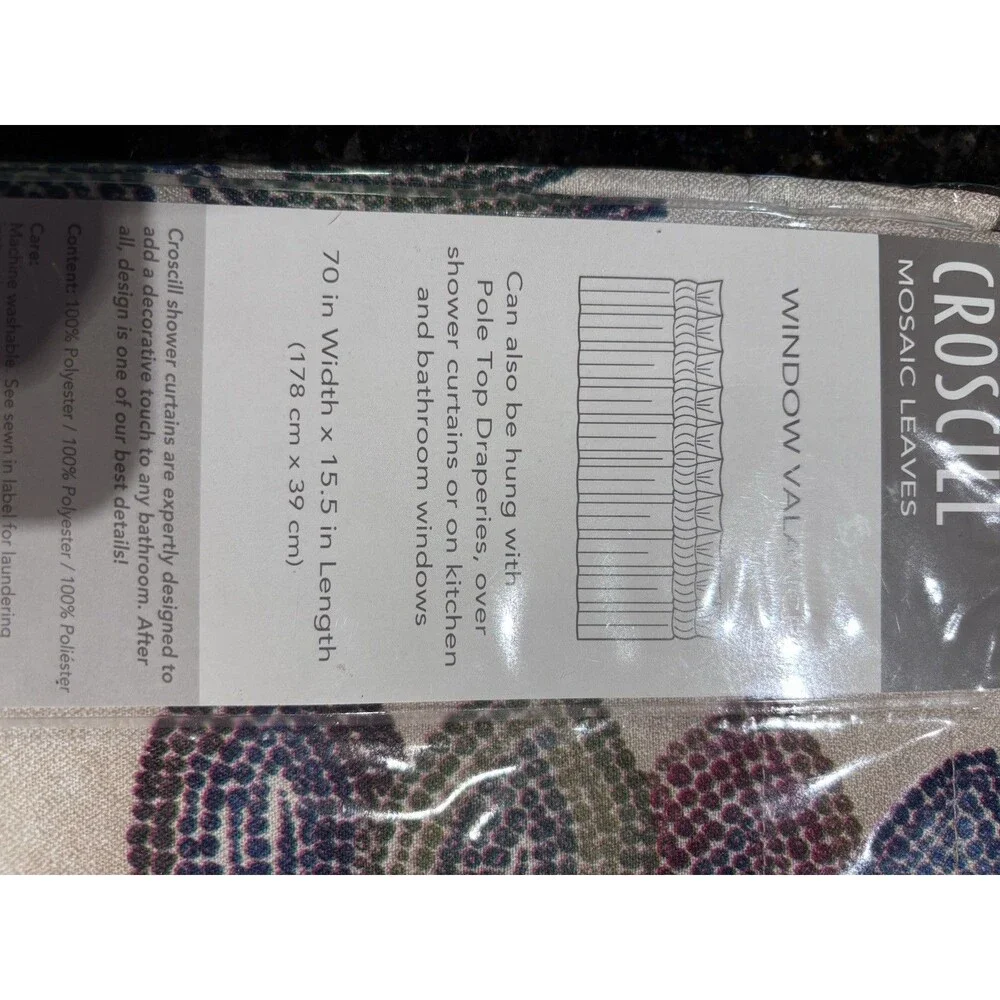 Croscill Window Valance Mosaic Leaves 70” X 15.5”